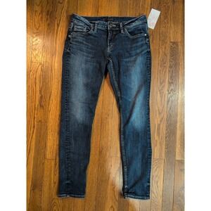 Silver Jeans Co Womens Boyfriend Stretch Denim Jeans Sz 30 x 29 Dark Wash